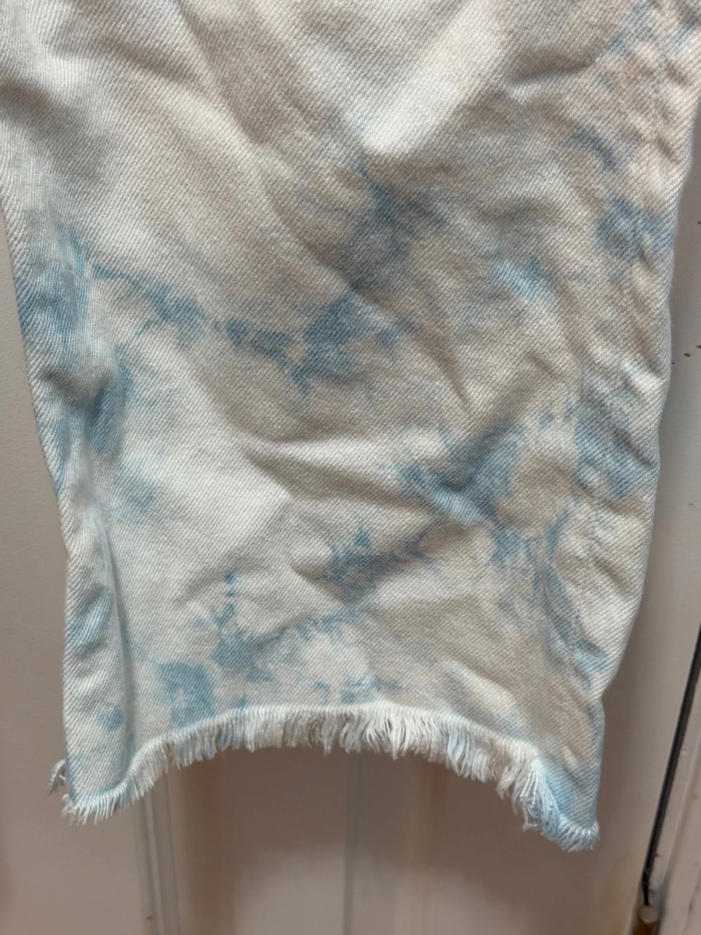Reformation Fawcett High Rise Straight Raw Hem White Wash Tie-Dye Jeans Sz 28